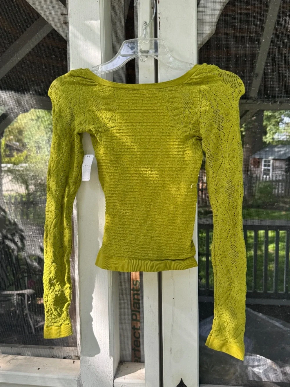 NWT Intimately Free People So Many Likes Long Sleeve Top - Chartreuse Textured